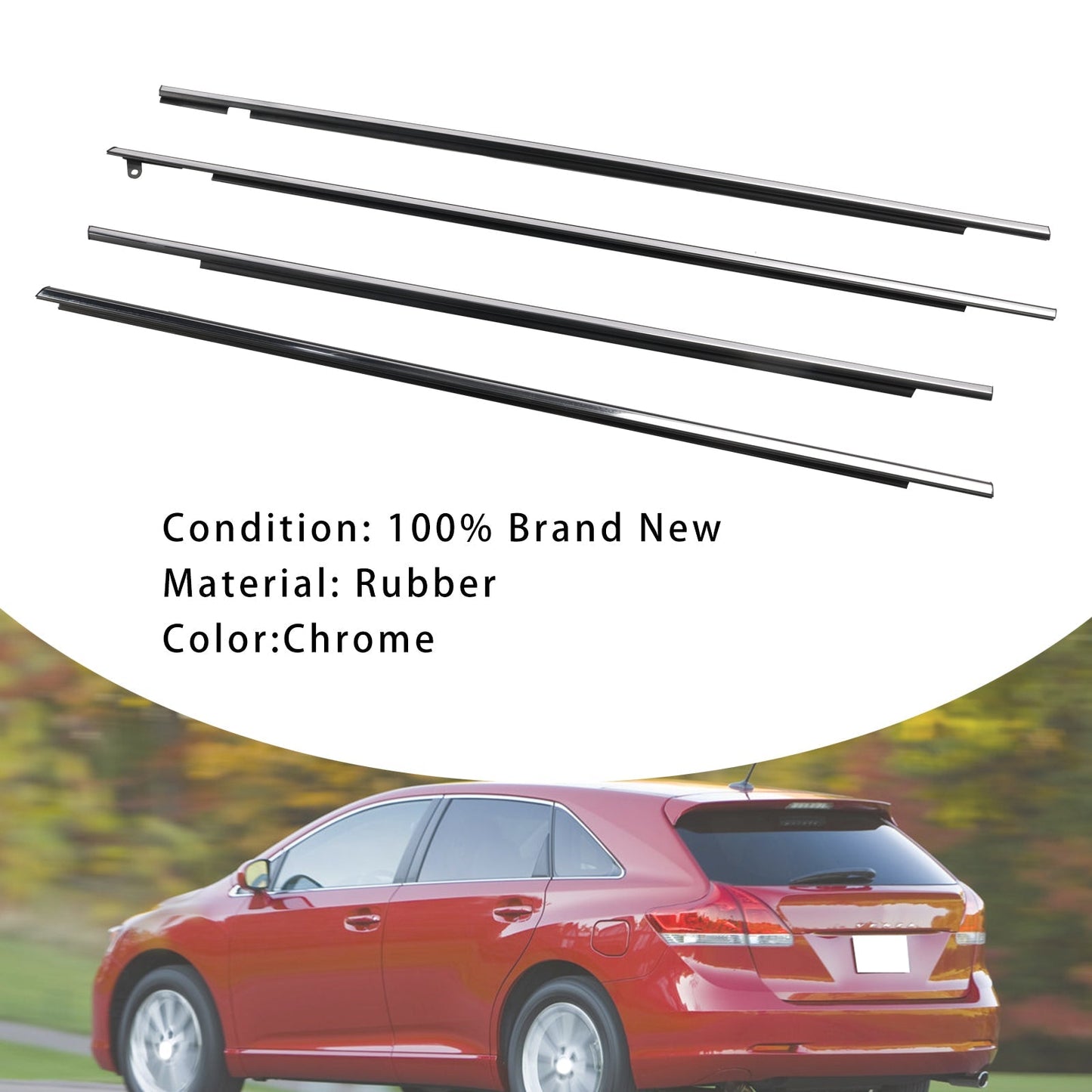 2009-2016 Toyota Venza 4pcs Chrome Outside Window Moulding Weatherstrip Seal 757120T010