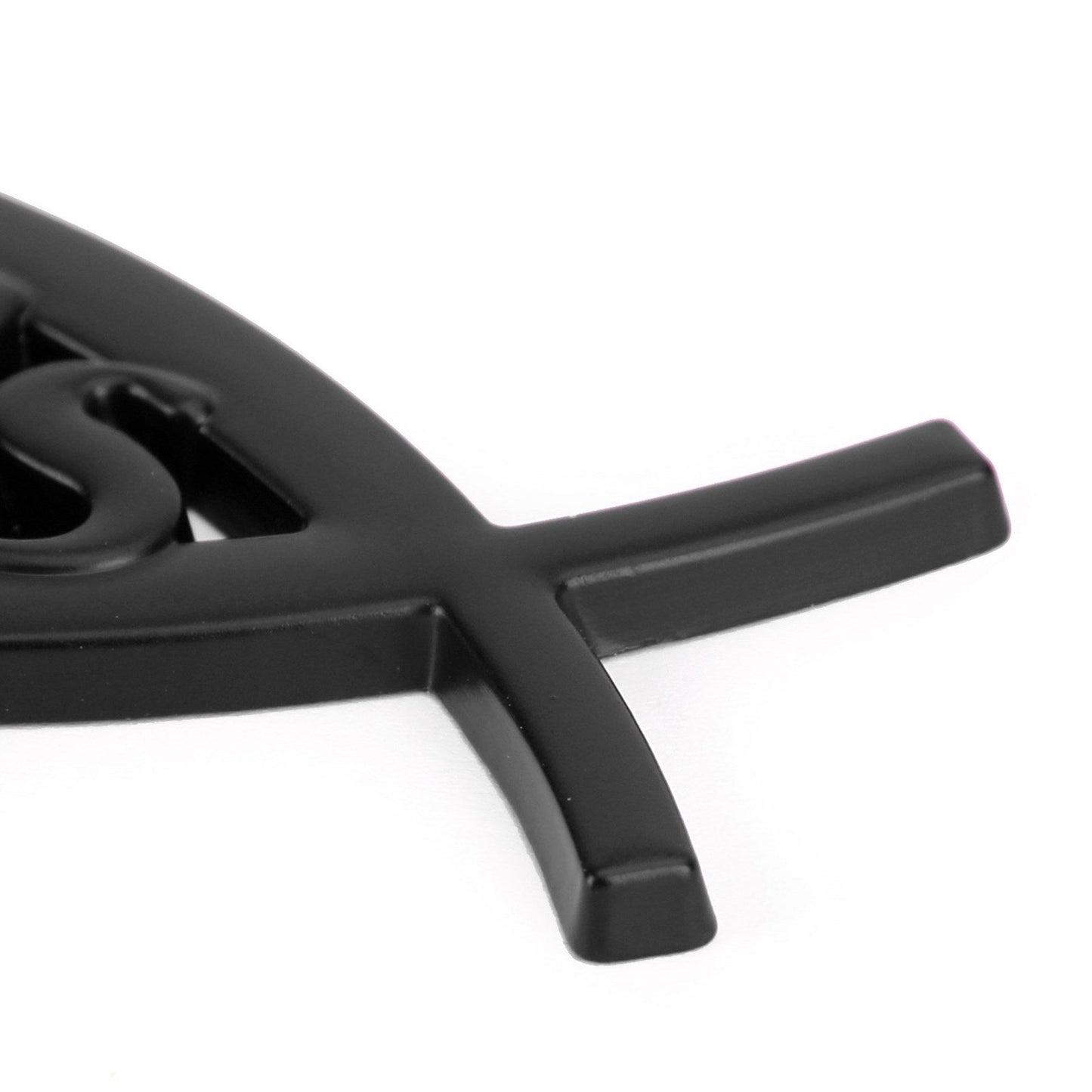 Autocollant 3D noir pour voiture, symbole chrétien de Jésus et de poisson, emblème religieux