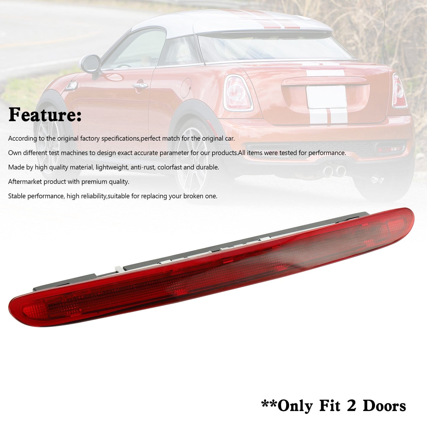 Feu stop arrière rouge pour Mini Cooper R58 Coupé 2012-2015 (63252758940)