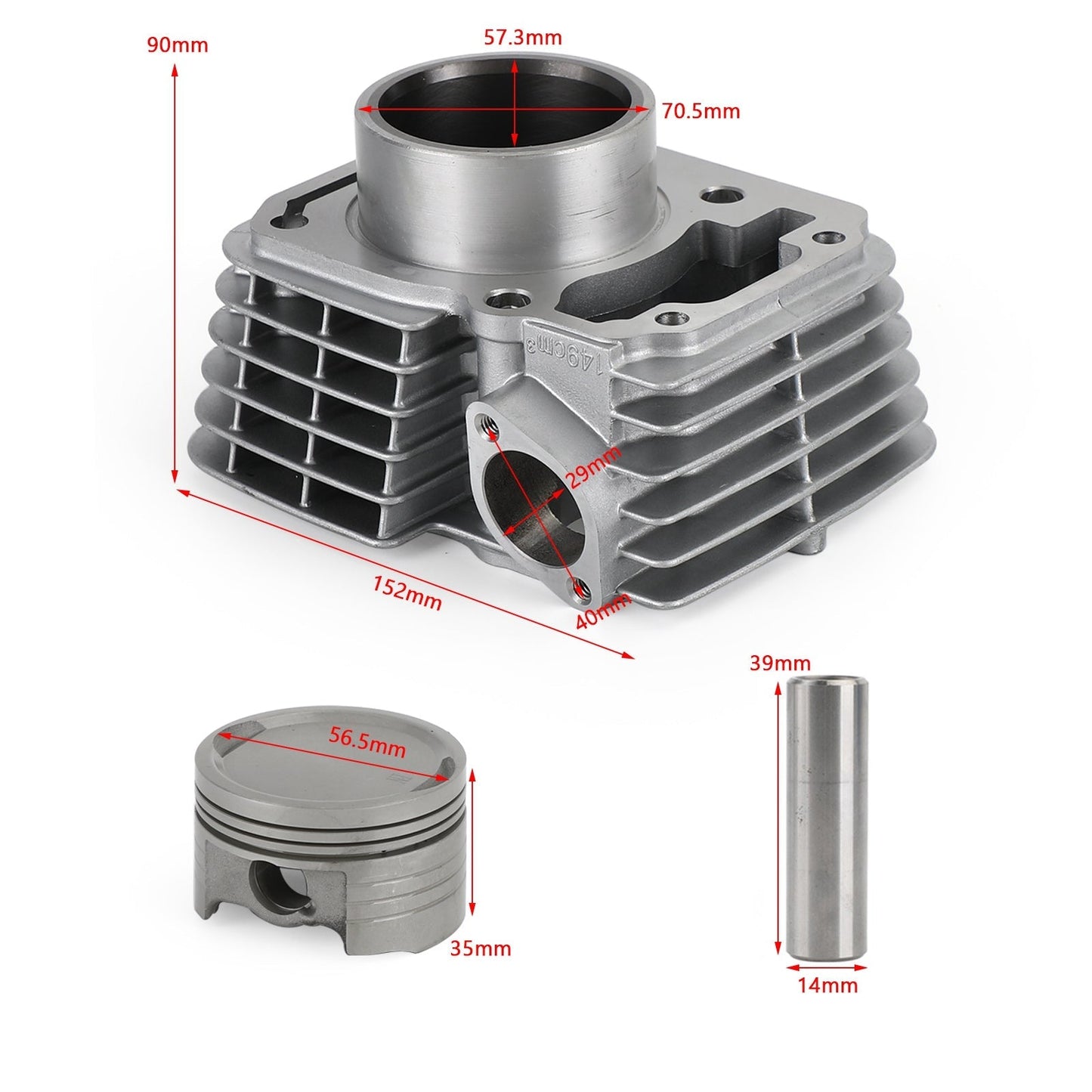 Kit de joints de piston et de cylindre supérieur 57,3 mm pour Honda CRF150F (2006-2017)