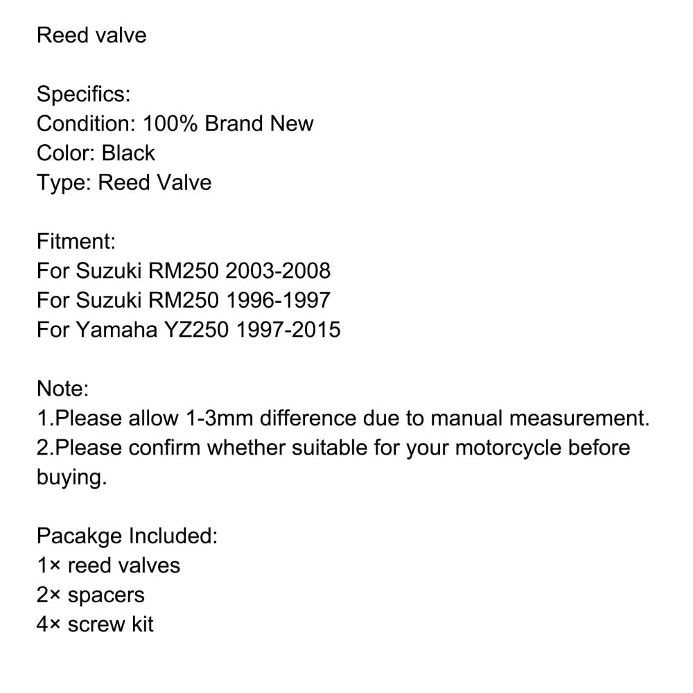 Sistema de válvula de láminas para Yamaha YZ250 RM250 1997-2015 V-Force 3 V307A