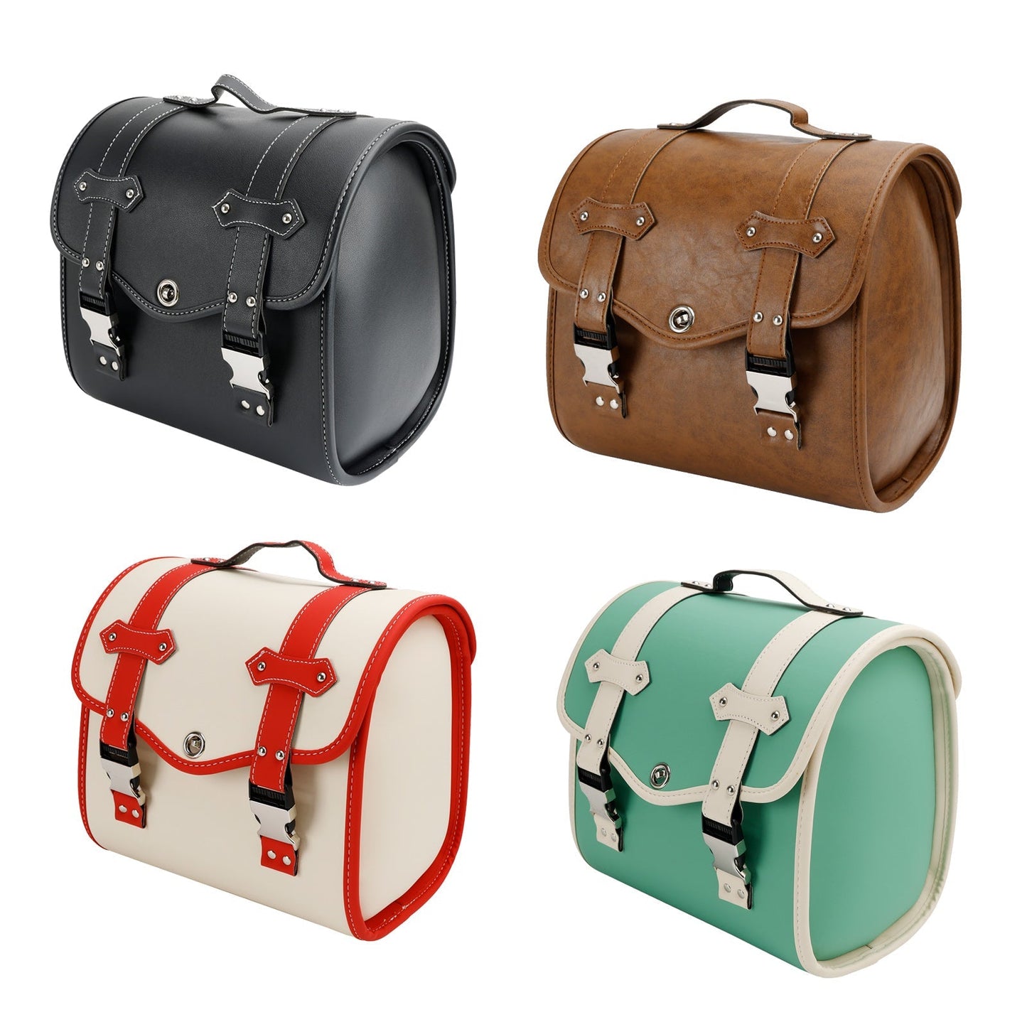 Bolsa de herramientas de almacenamiento lateral para alforjas, universal, de liberación rápida, de poliuretano, para motocicleta, color marrón