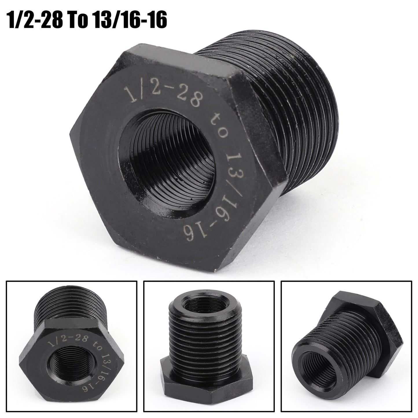 Adaptateur fileté pour filtre à huile 1/2-28 vers 13/16-16, plus résistant que l'aluminium.