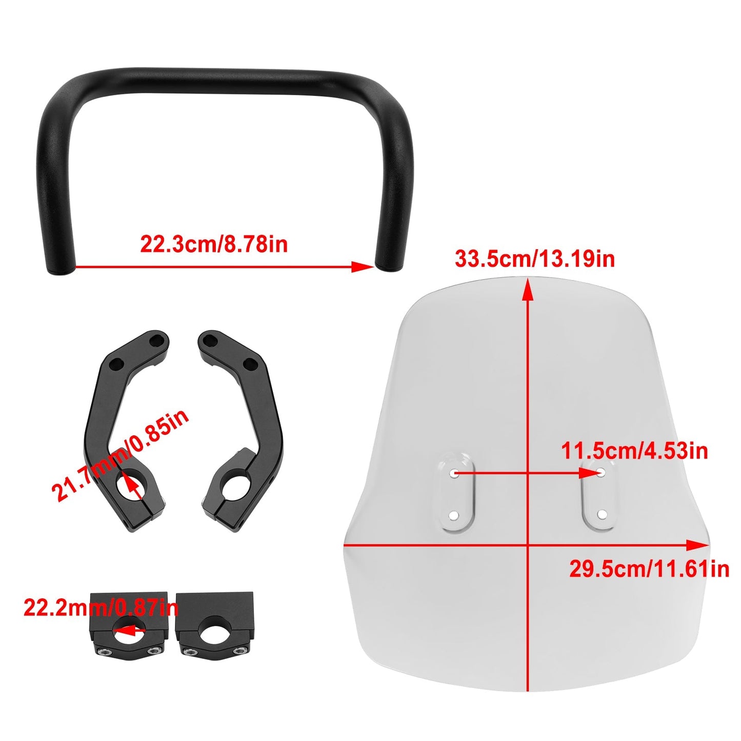 Pare-brise + support pour HONDA CRF250L/S CRF250M CRF300L 2021-2022
