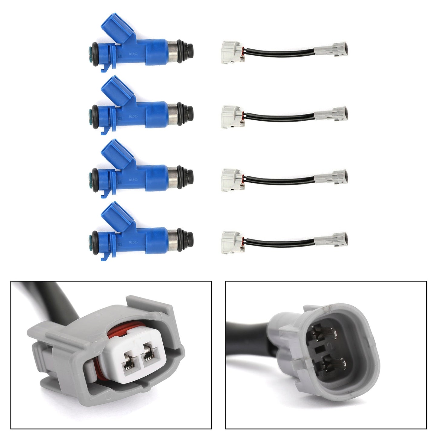 4PCS Fuel Injectors EWLKJ00429 16450RWCA01 Fit Honda Civic Fit Acura RSX W/Adapters 410CC