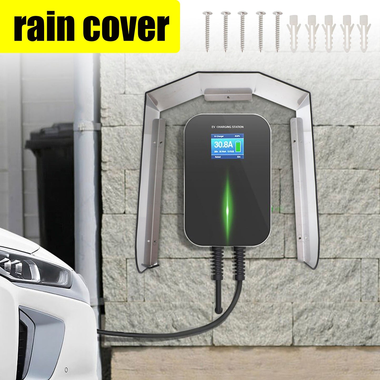 Boîtier de protection contre les intempéries en acier inoxydable Boîtier mural Couvercle anti-pluie Prise de sonnette