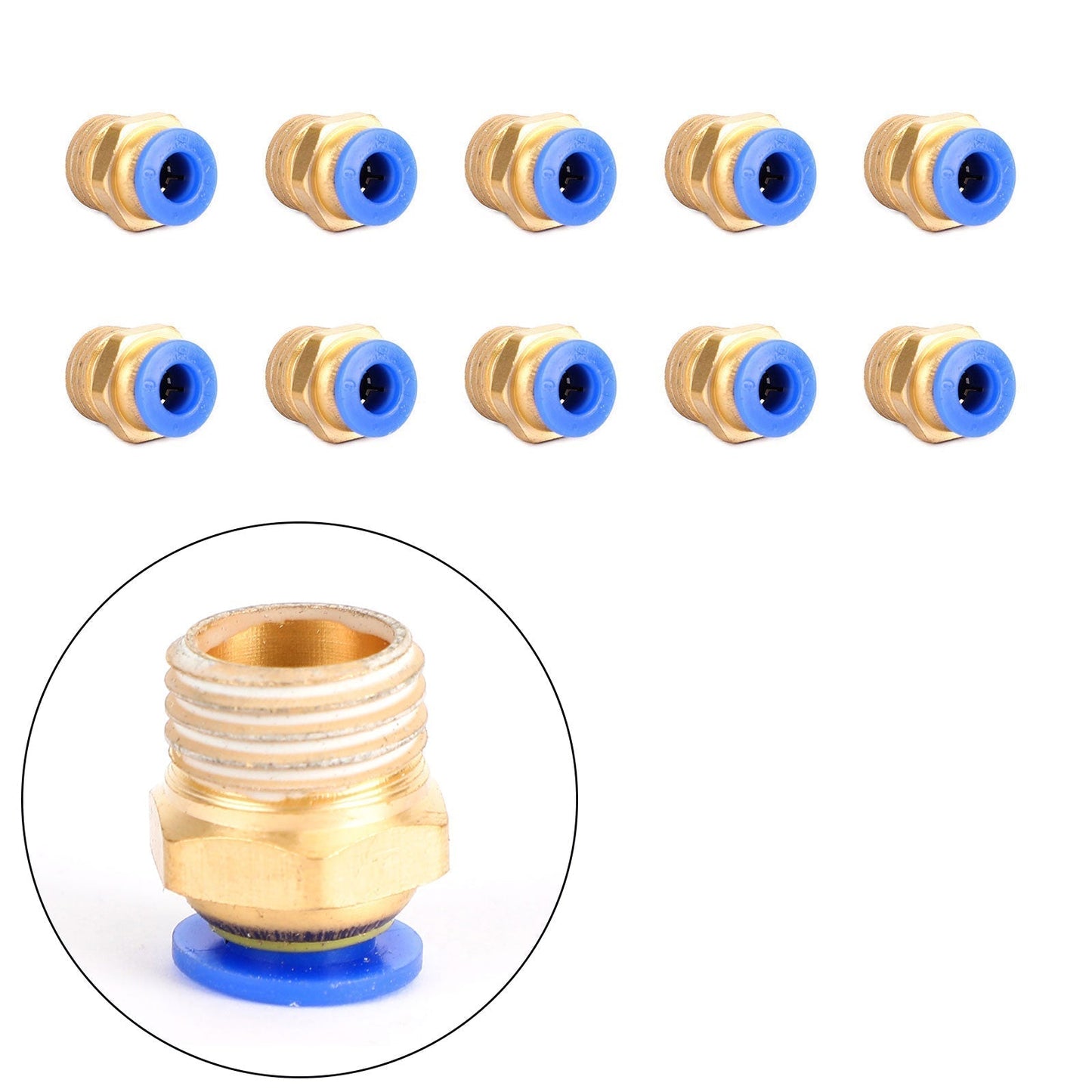 Lot de 10 raccords pneumatiques 6 mm (tube 1/4" x connecteur mâle 1/8" NPT) à emboîter pour raccord pneumatique