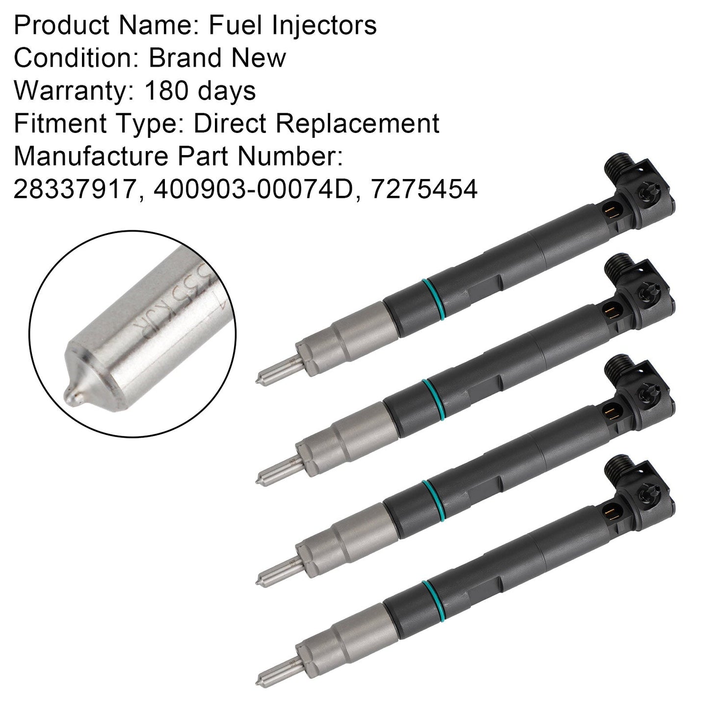 28337917 4PCS Fuel Injectors 400903-00074D 7275454 fit Bobcat fit Doosan Excavator E32 E35 E42 E45 E50 E55 E85 Fedex Express