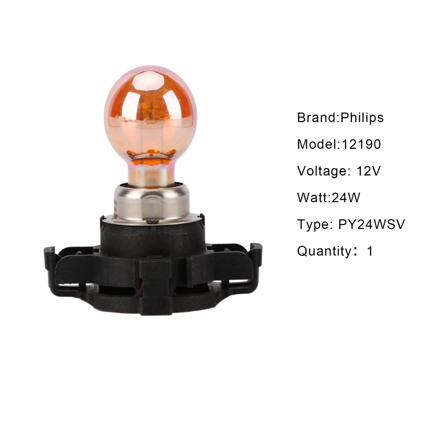 Ampoule Philips Standard PY24W 12190SV 24 W, ambre, clignotant, feu de jour