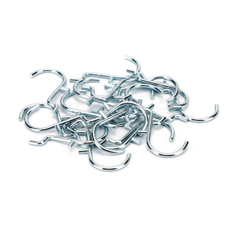 Lot de 20 crochets de suspension de garage en métal Jumbo « J » de 1 po pour panneau perforé de 1/8 à 1/4 po