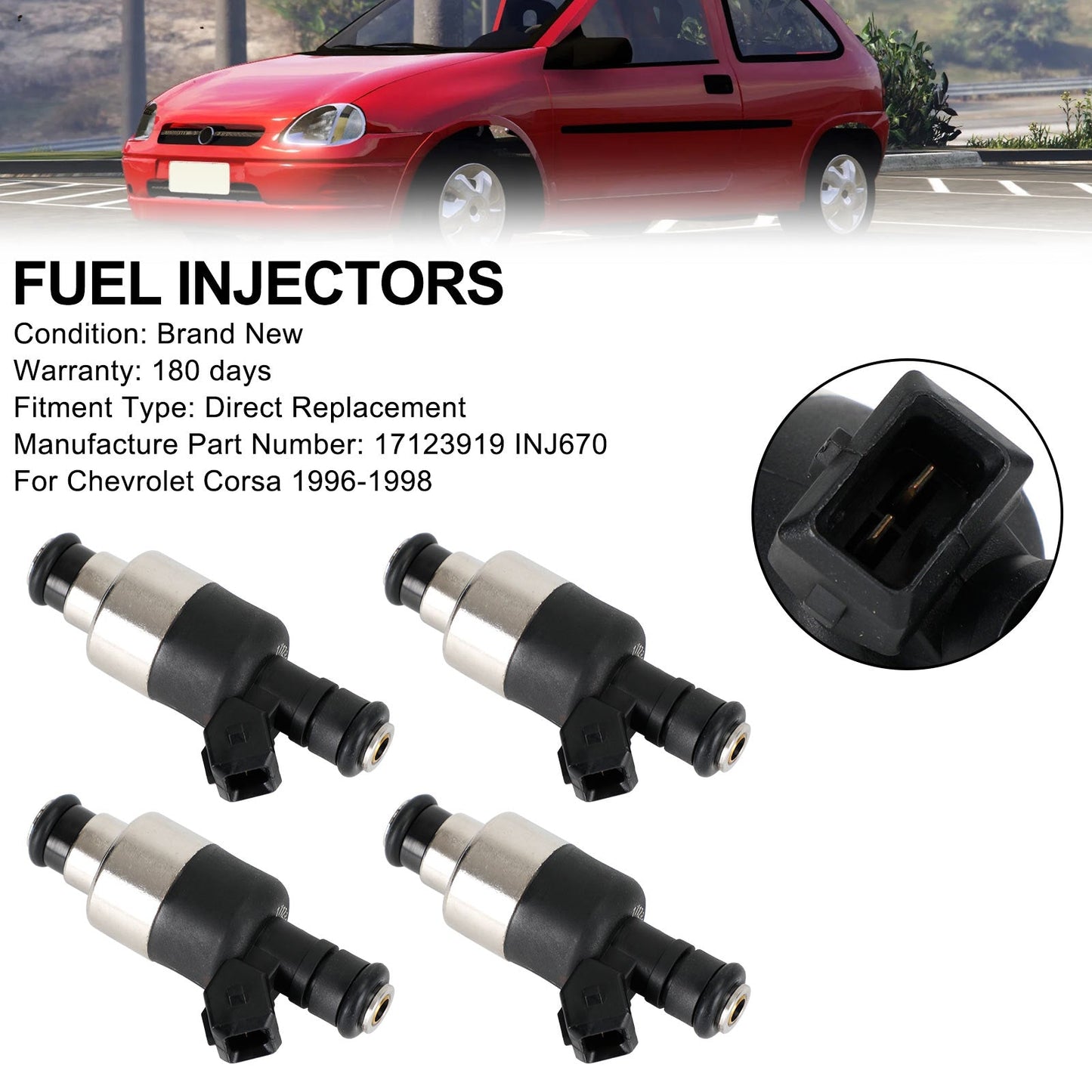 17123919 INJ670 Fuel Injectors Fit 1996-1998 Chevrolet Corsa
