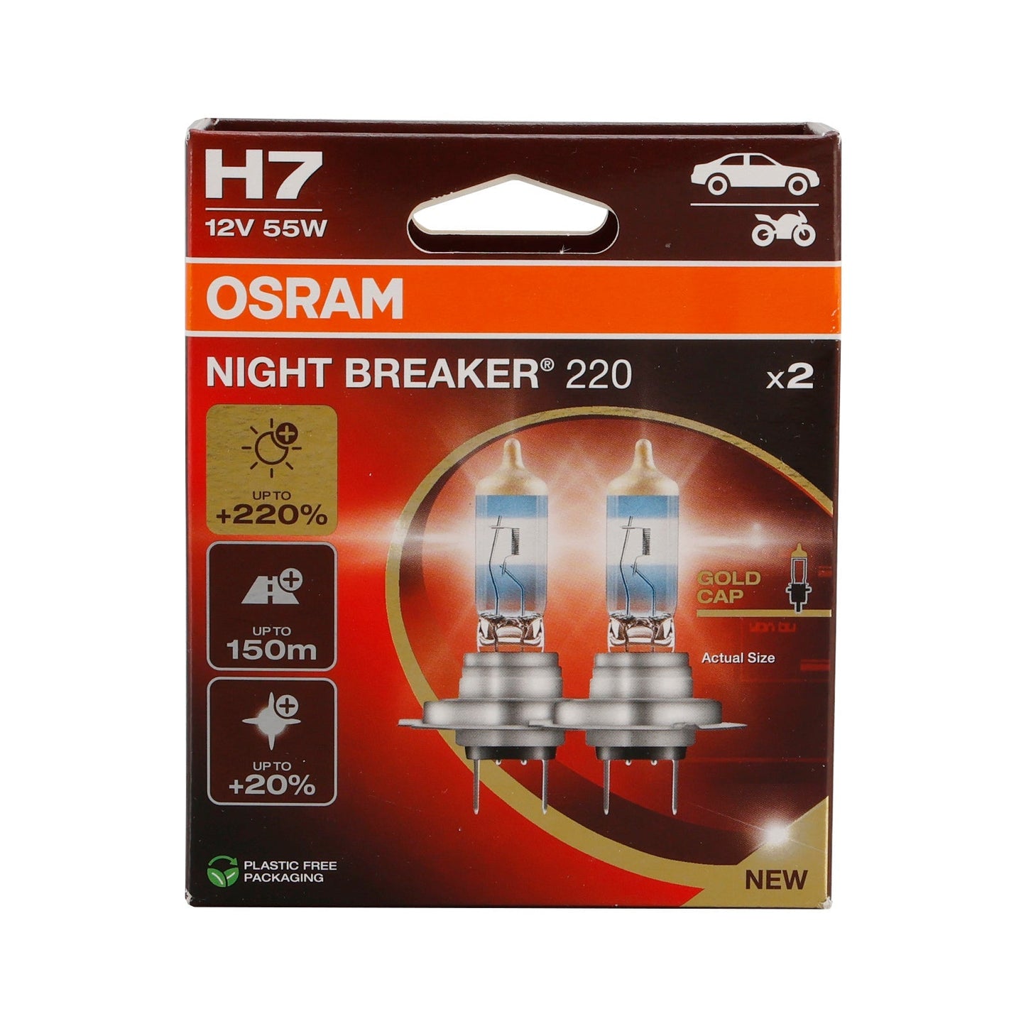 Lot de 2 ampoules de voiture OSRAM Night Breaker H7 12 V 55 W 64210NB220