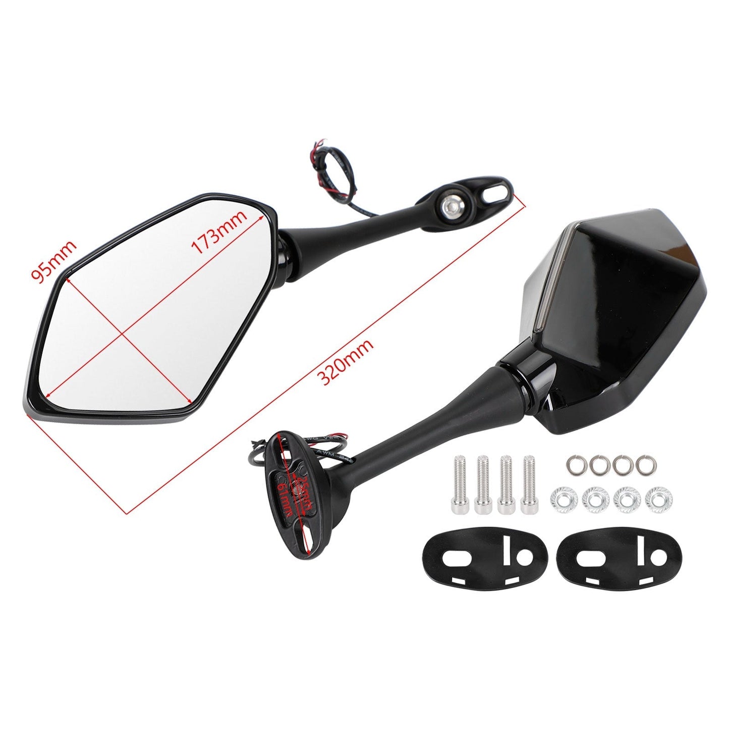 Rétroviseurs LED avec clignotants pour Kawasaki ZX6R, ZX10R, Ninja 650R, Z750