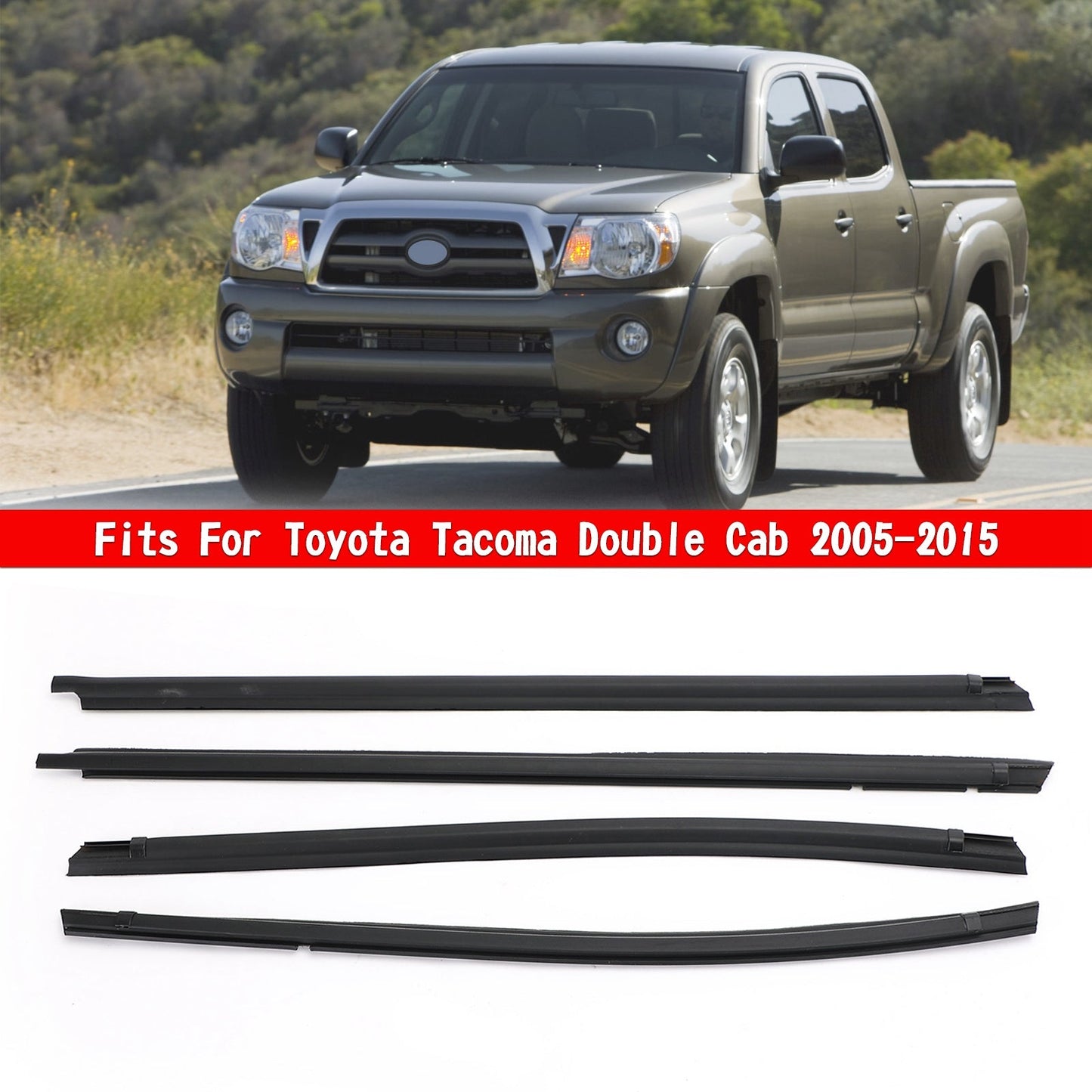 2005-15 Tacoma Cabina Doble 68161-04050 Moldura de Cinturón de Sellado de Burlete de Ventana Exterior de Auto