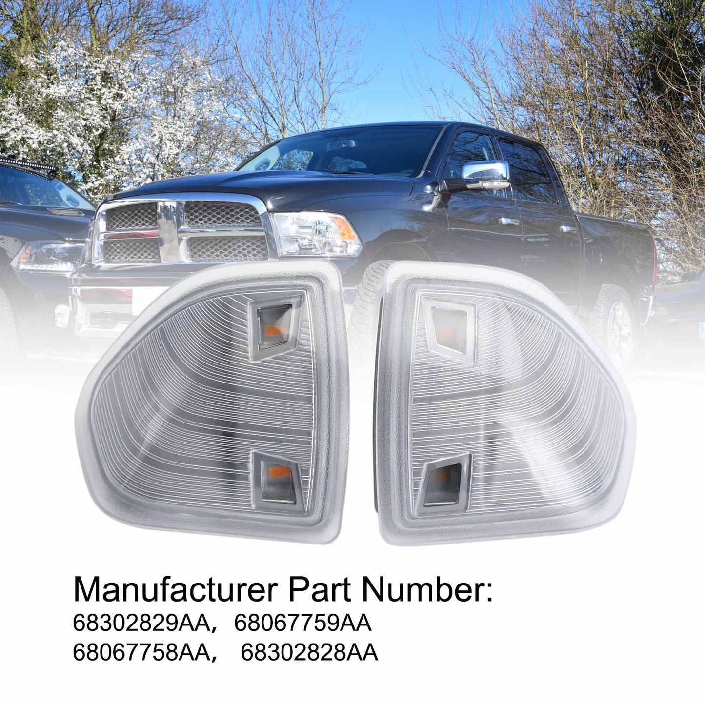 Ensemble de clignotants fumés pour rétroviseur de remorquage (gauche et droite) pour Dodge Ram 1500, 2500 et 3500