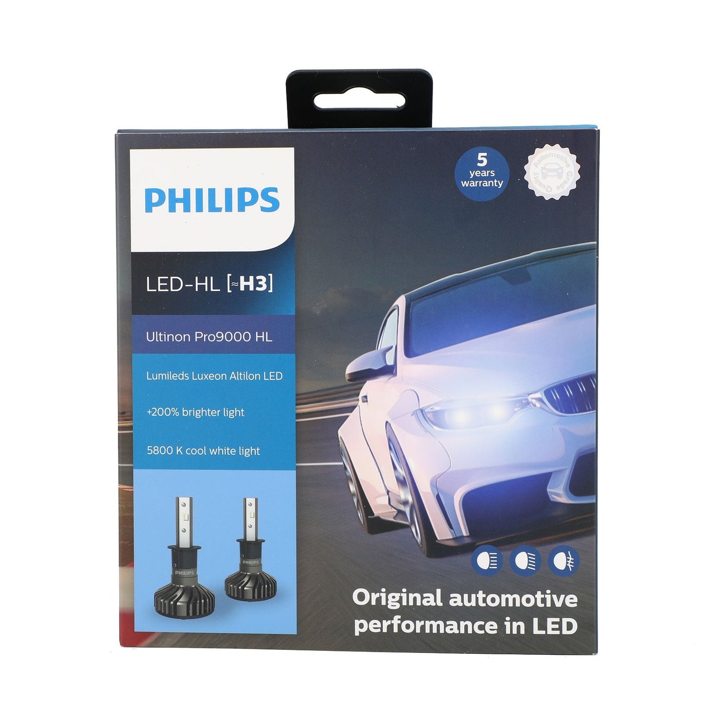 Pour ampoules de phares LED Philips H1/H3/H7/H11/HB3/4/HIR2 Pro9000 +250 % 5800 K