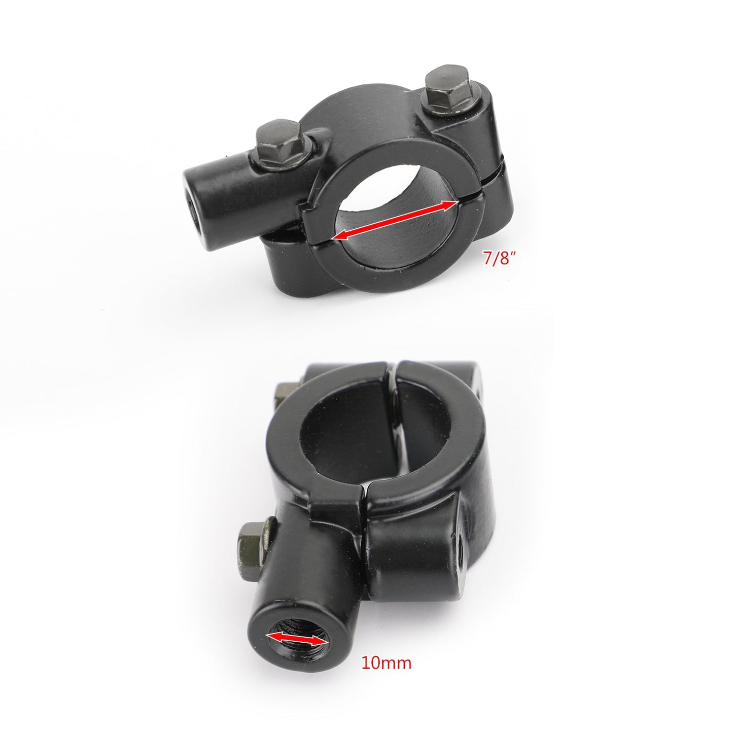 Adaptateur de rétroviseur de guidon de moto 7/8" avec support de fixation à pince 8 mm CW en aluminium
