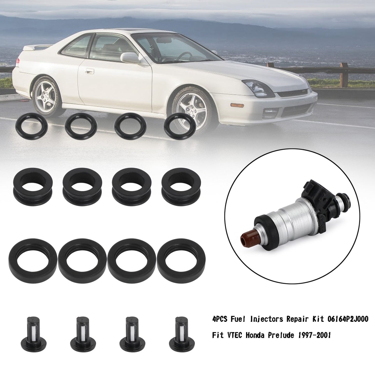 1996-2000 Honda Civic/ 1998-2002 Accord/ 1997-2001 Prelude 4PCS Fuel Injectors Repair Kit 06164P2J000