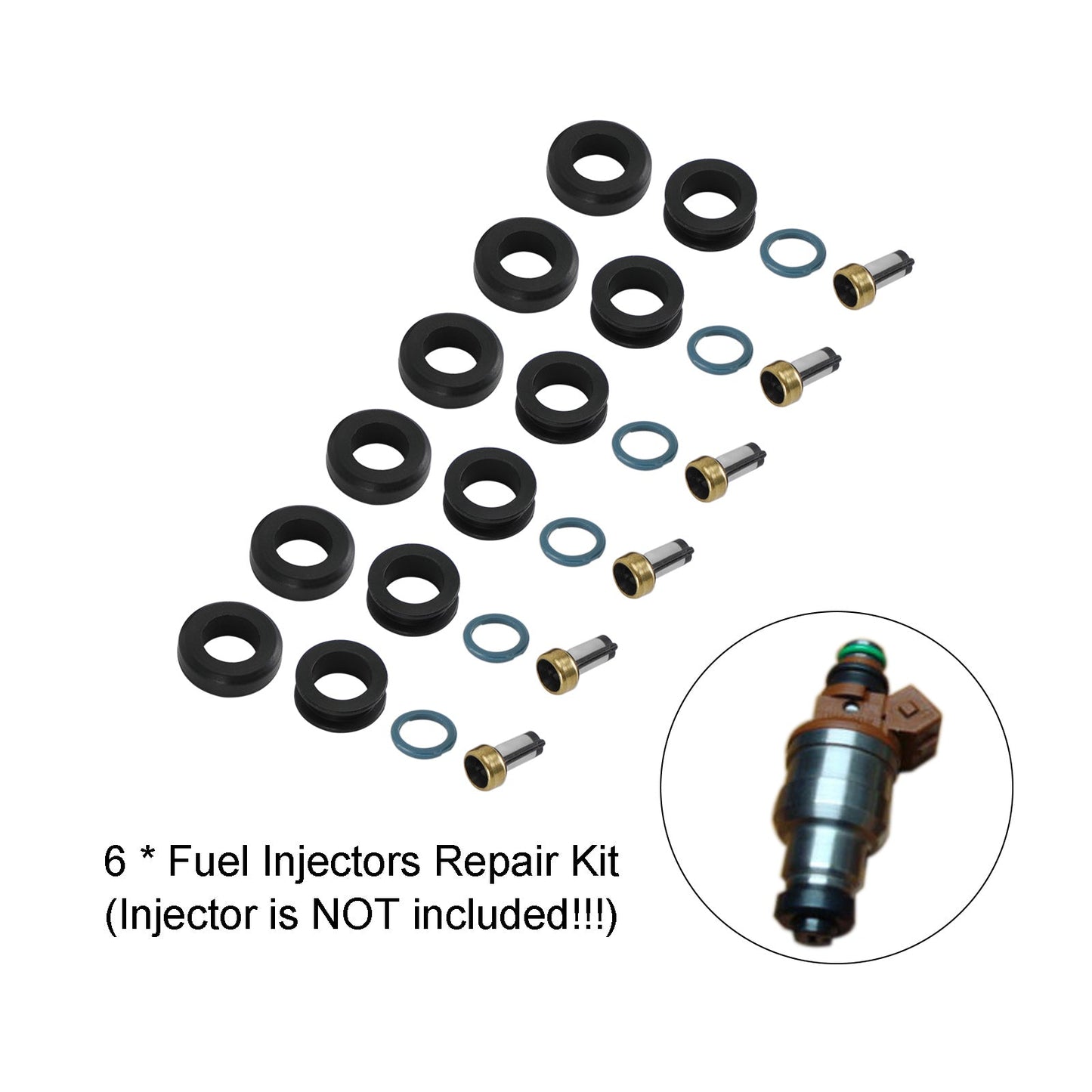 Mitsubishi 3000GT 1991-1999 6PCS Fuel Injectors Seal O-Ring Kit 18-10066 INP-014 MD164888
