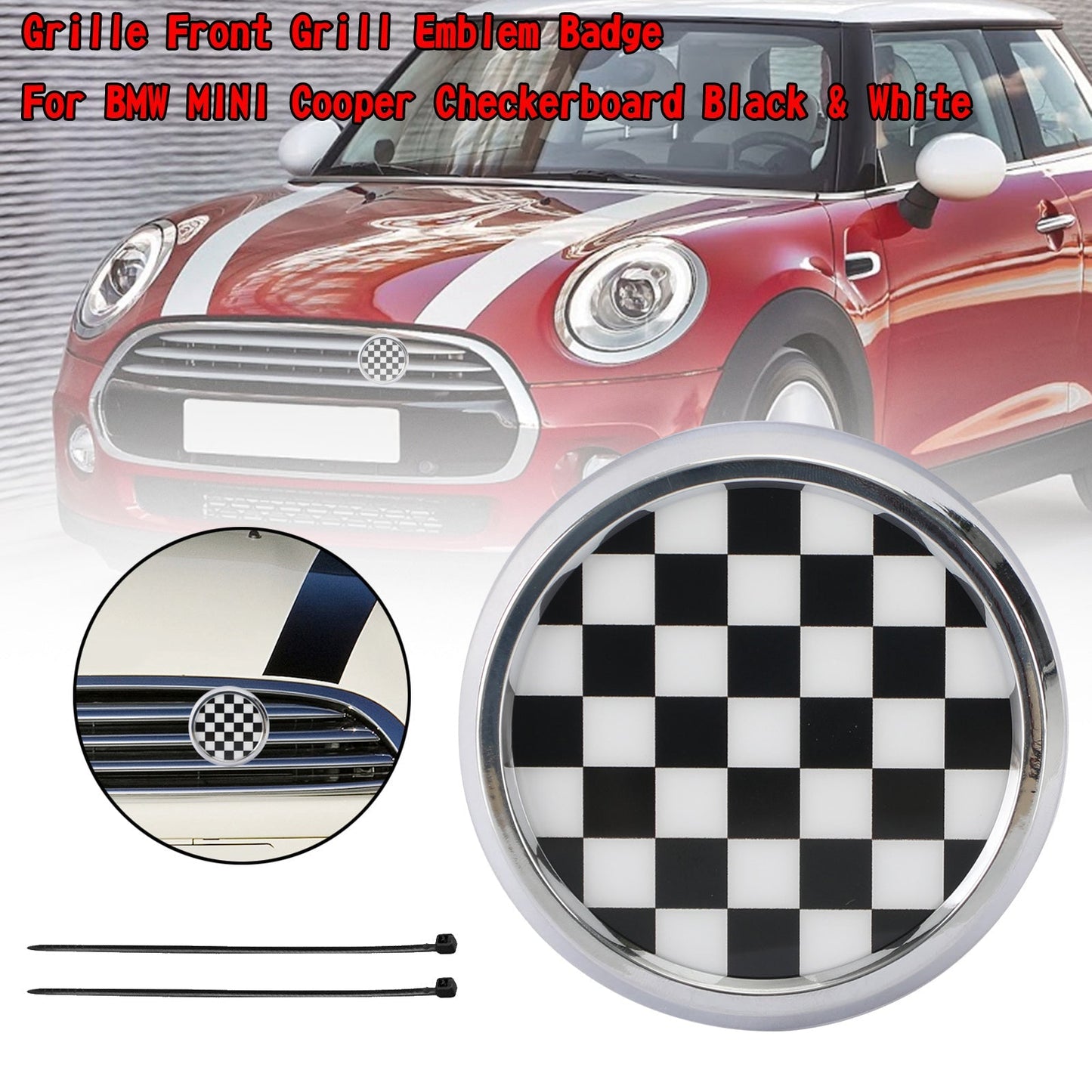 Emblème de calandre avant BMW MINI Cooper Damier noir et blanc