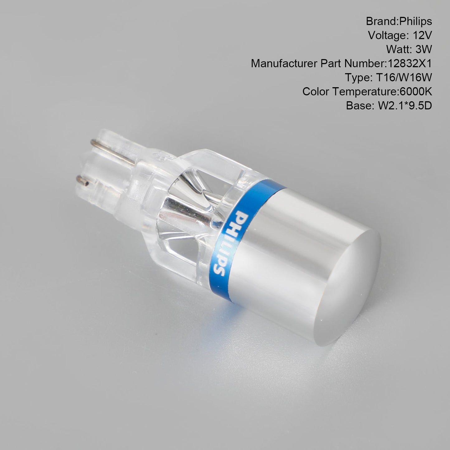 Pour Philips 12832X1 Car X-treme Ultinon LED T16 12V3W 200LM 6000K W2.1*9.5D