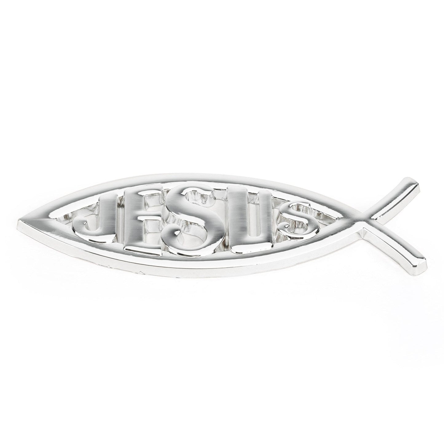 Autocollant 3D argenté représentant un poisson chrétien, symbole de Jésus, pour voiture, emblème religieux