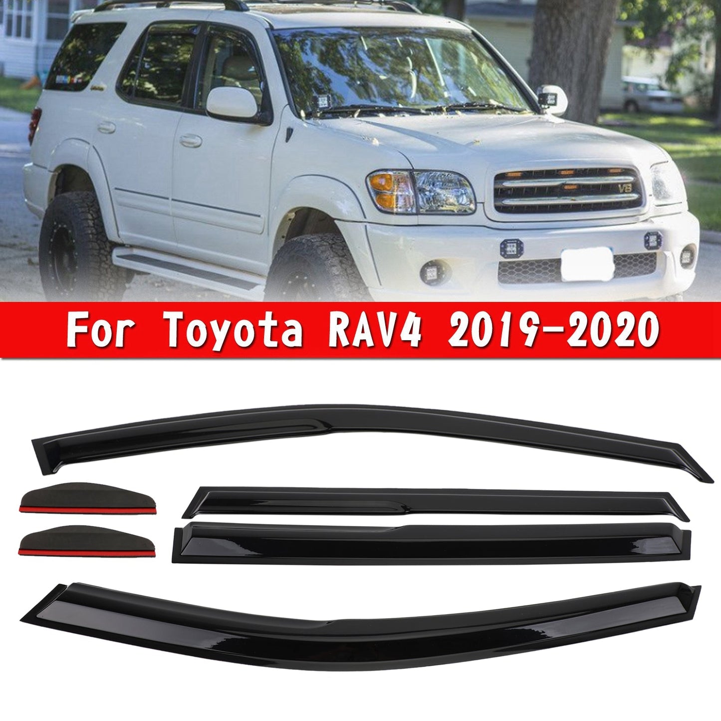 Kit de 6 pare-soleil et pare-pluie pour vitres de voiture Toyota RAV4 2019-2020
