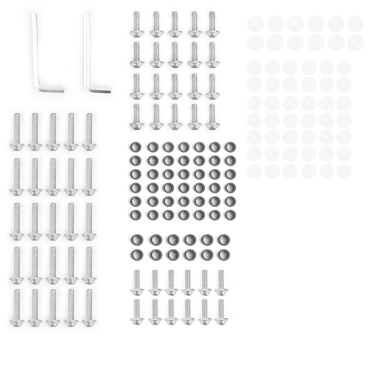 Kit de 158 boulons de carénage de pare-brise de moto de sport, clips de fixation, vis argentées