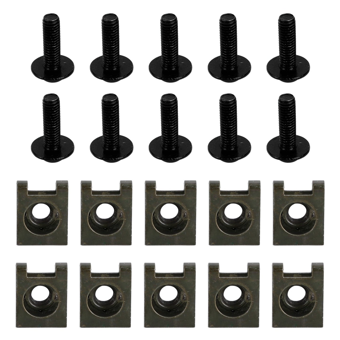 10 boulons en aluminium M6 x 20 mm pour pare-brise de moto et clips à ressort en C pour Honda