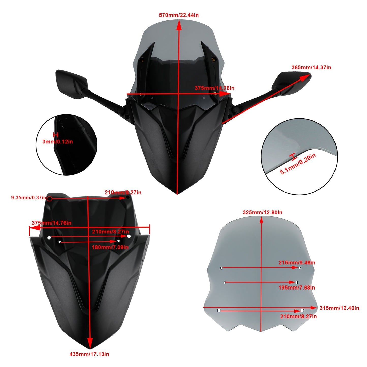 Pare-brise de moto ABS adapté pour Yamaha NMAX155 N-MAX 155 2021-2022