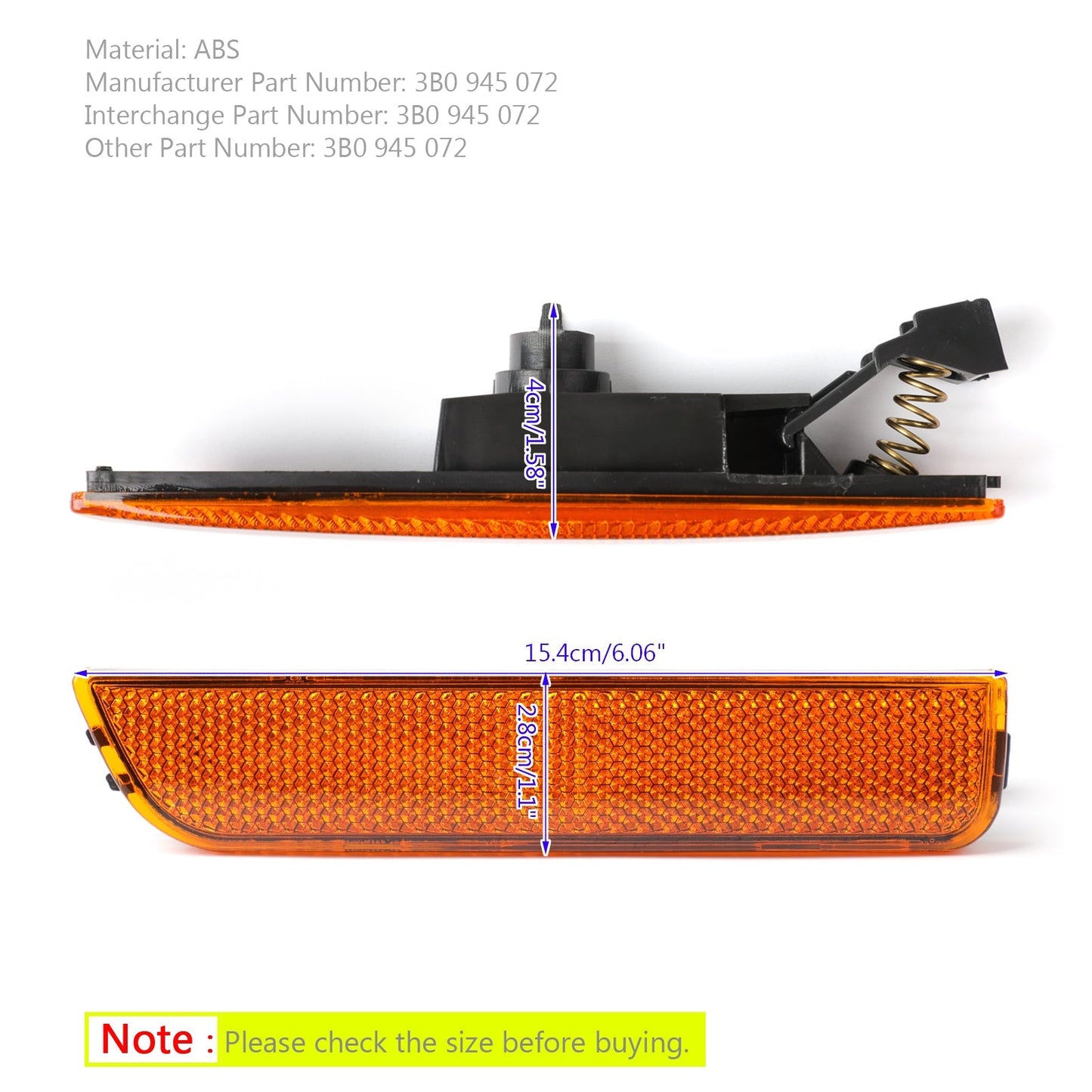 Feux de gabarit latéraux avant ambrés pour VW Passat B5.5 (2001-2005)