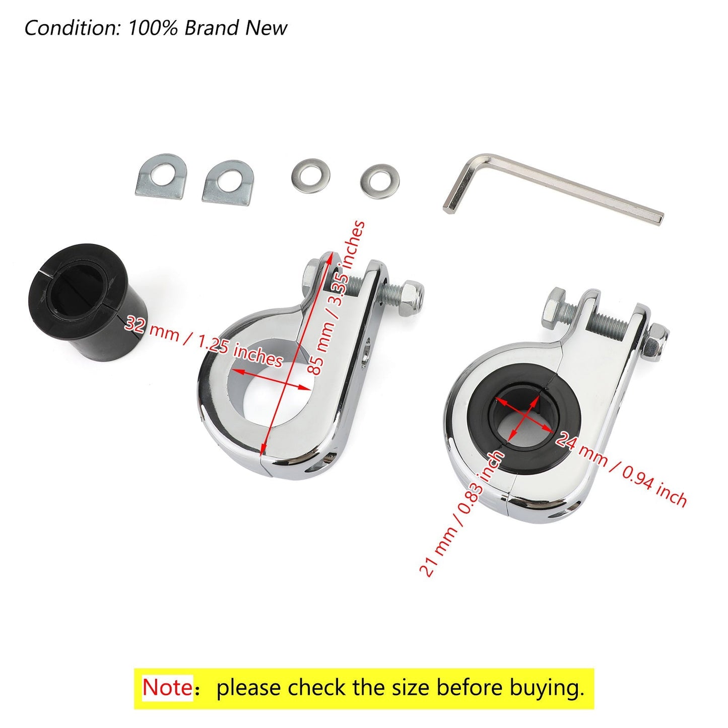 Support de fixation pour repose-pieds d'autoroute, barre de protection moteur 1,25" 32 mm, chromé, pour Dyna