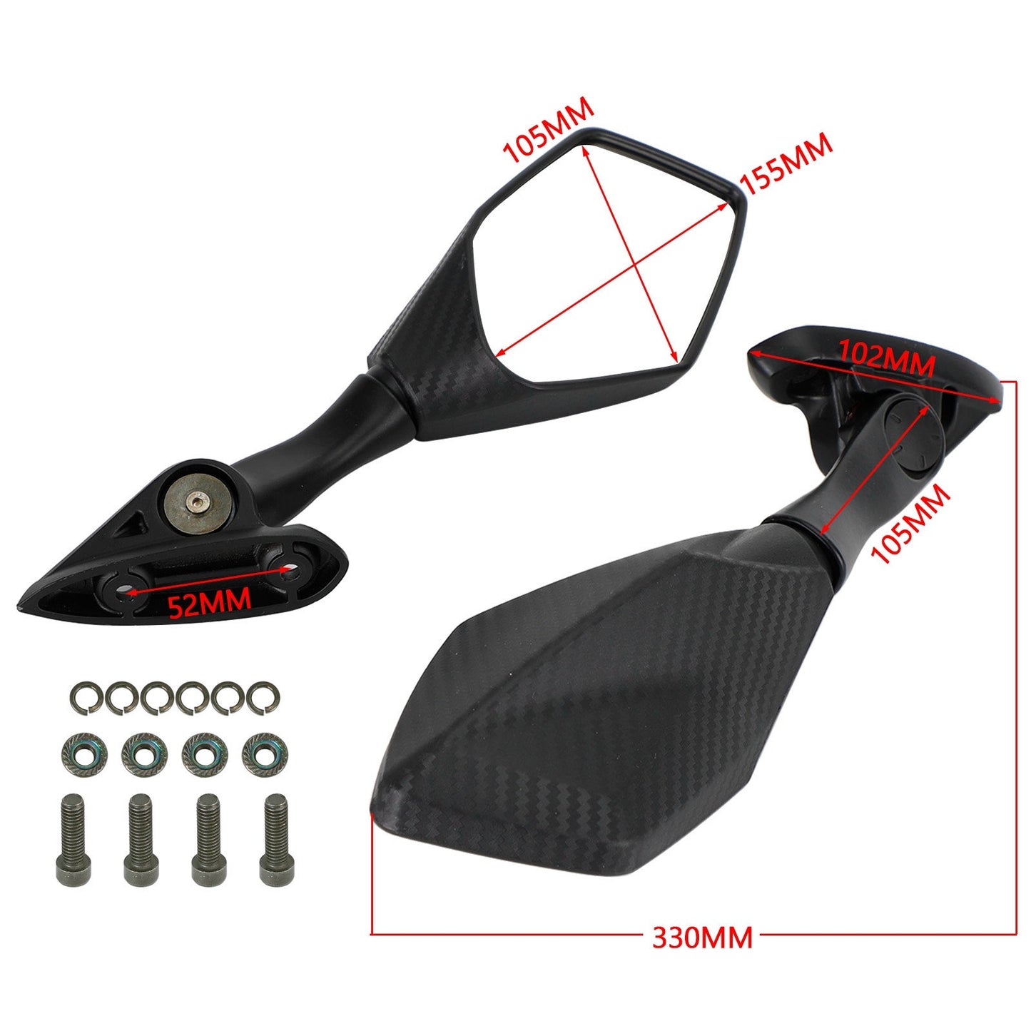 Rétroviseurs à tige courte gauche et droite pour Yamaha YZF-R3 YZF R3 R25 ABS 2015-2021