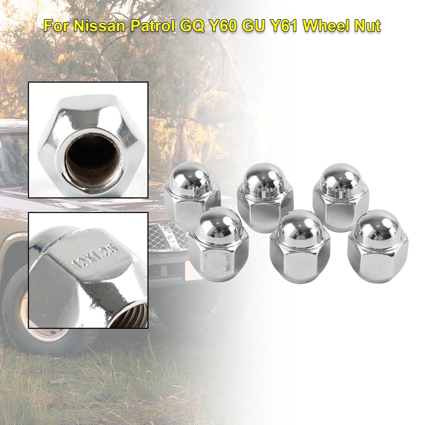 For Nissan Patrol GQ Y60 GU Y61 For Ford Maverick 6PCS Chrome Wheel Nut 40224V5500 40224-V5500