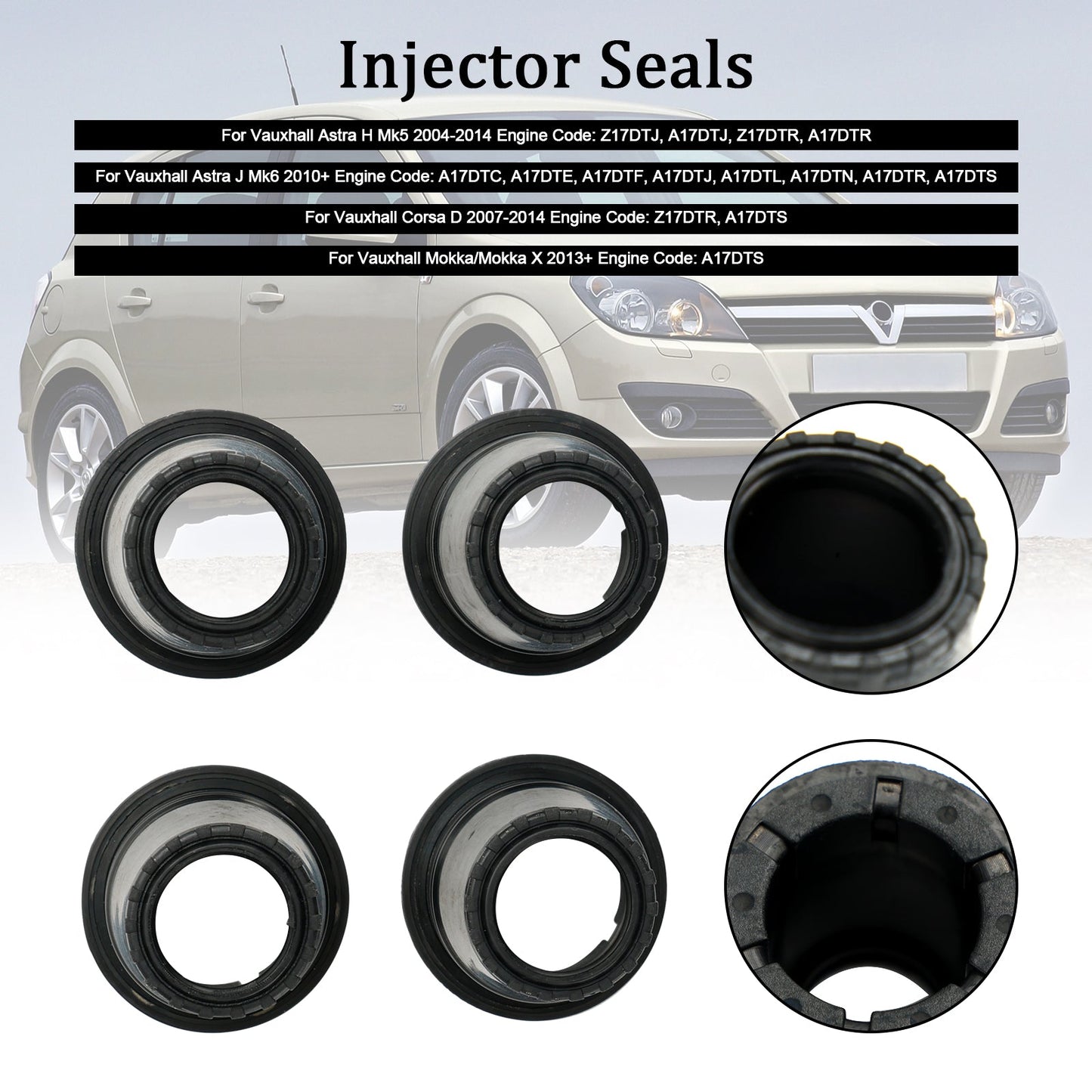 4pcs Fuel Diesel Injector Upper Seal Fit Vauxhall Astra H/J Corsa D Mokka 1.7