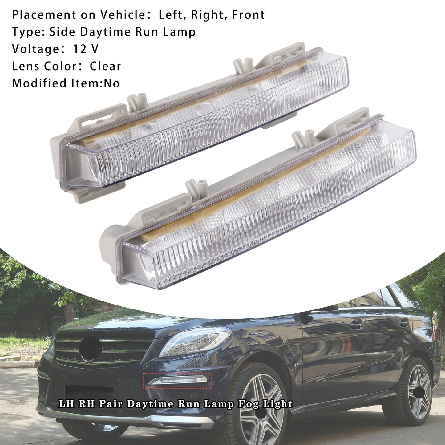 2013-2016 Mercedes Benz W166 GL-Class LH RH Pair Daytime Run Lamp Fog Light A0999065700