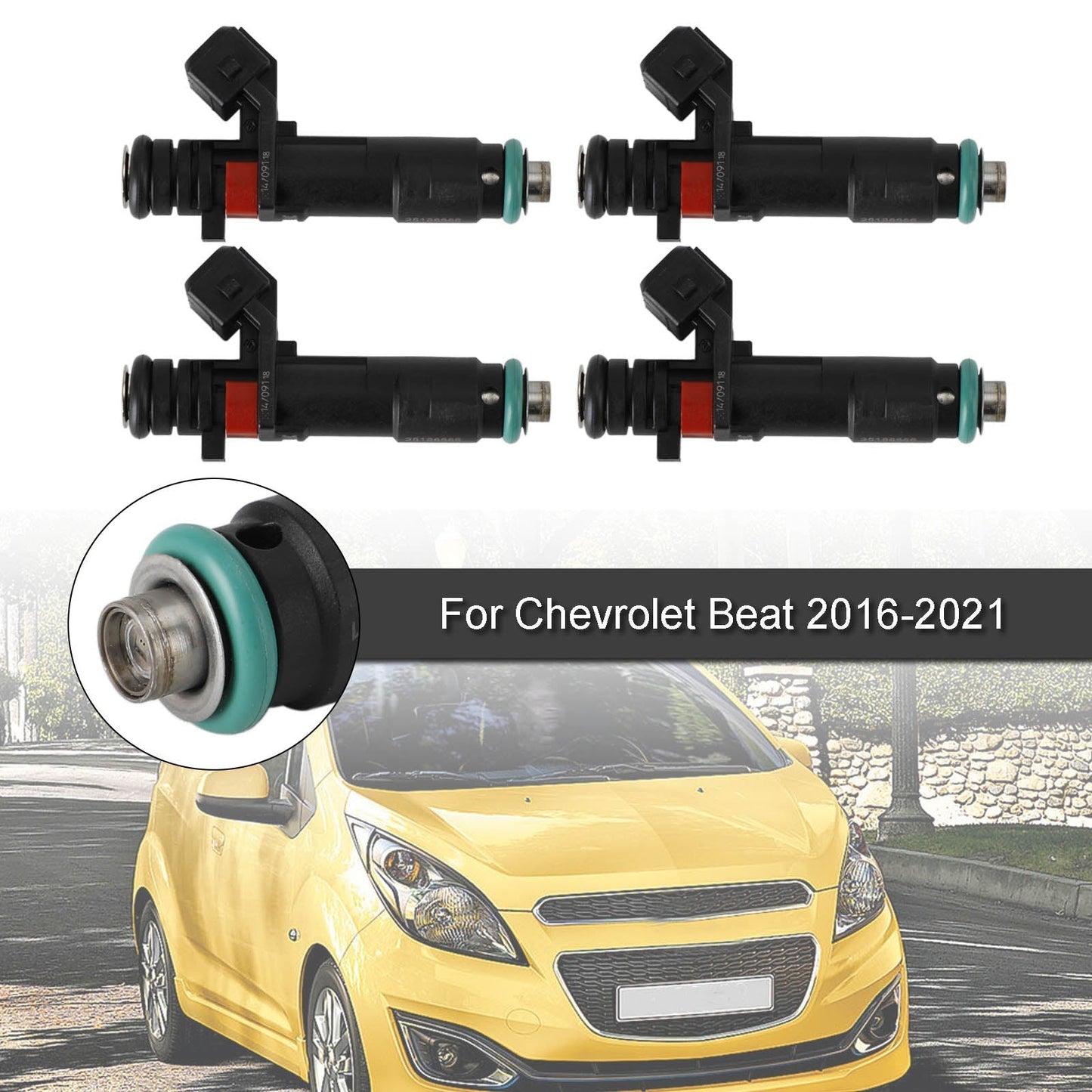 4 inyectores de combustible 25186566 27828W compatibles con Chevrolet Spark 1.2L L4 (2011-2015) y Chevrolet Beat 2016-2021 INJ675 FJ1332 25194429 C111032