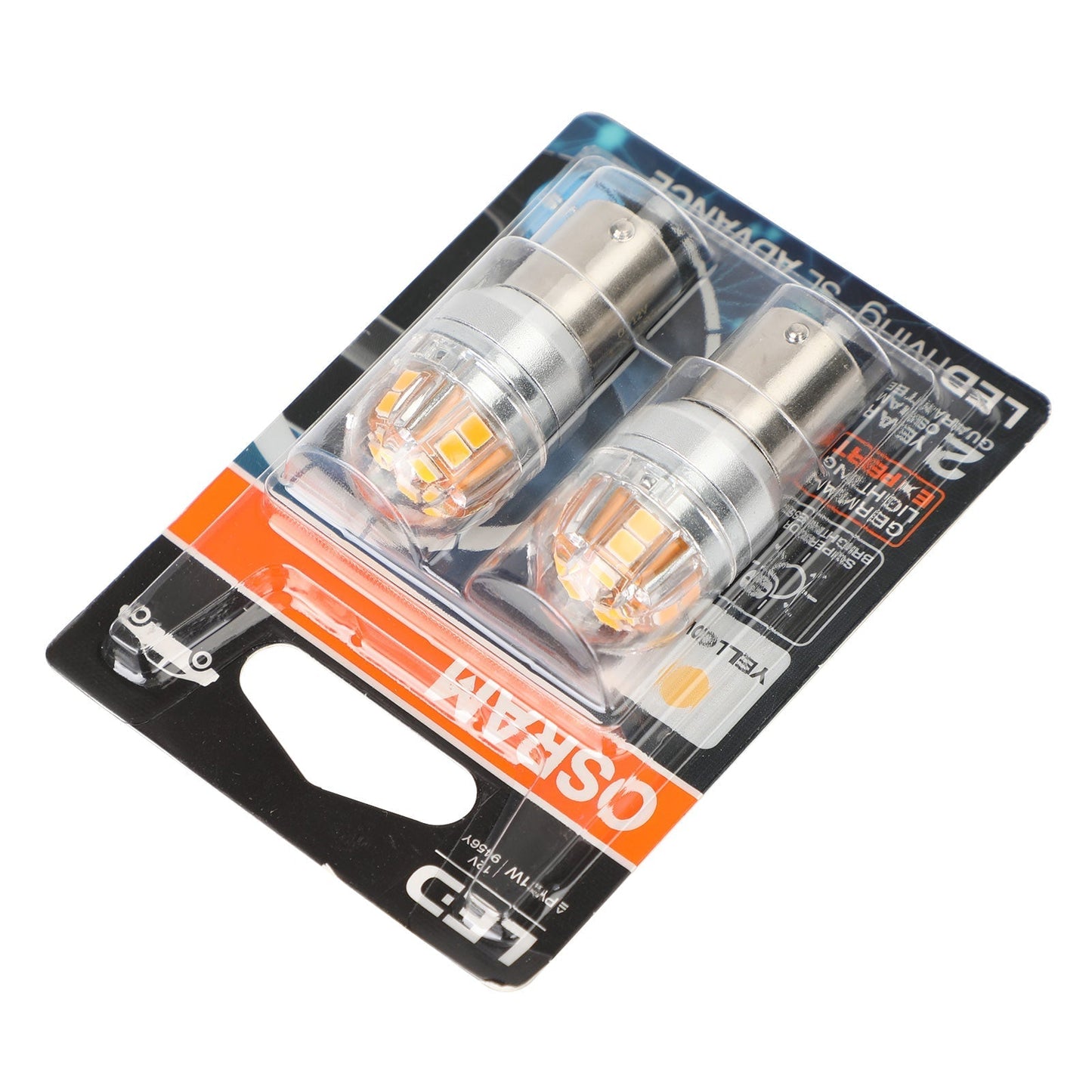2 ampoules auxiliaires LED OSRAM 9456Y pour voiture PY21W 12V2.5W BAU15s