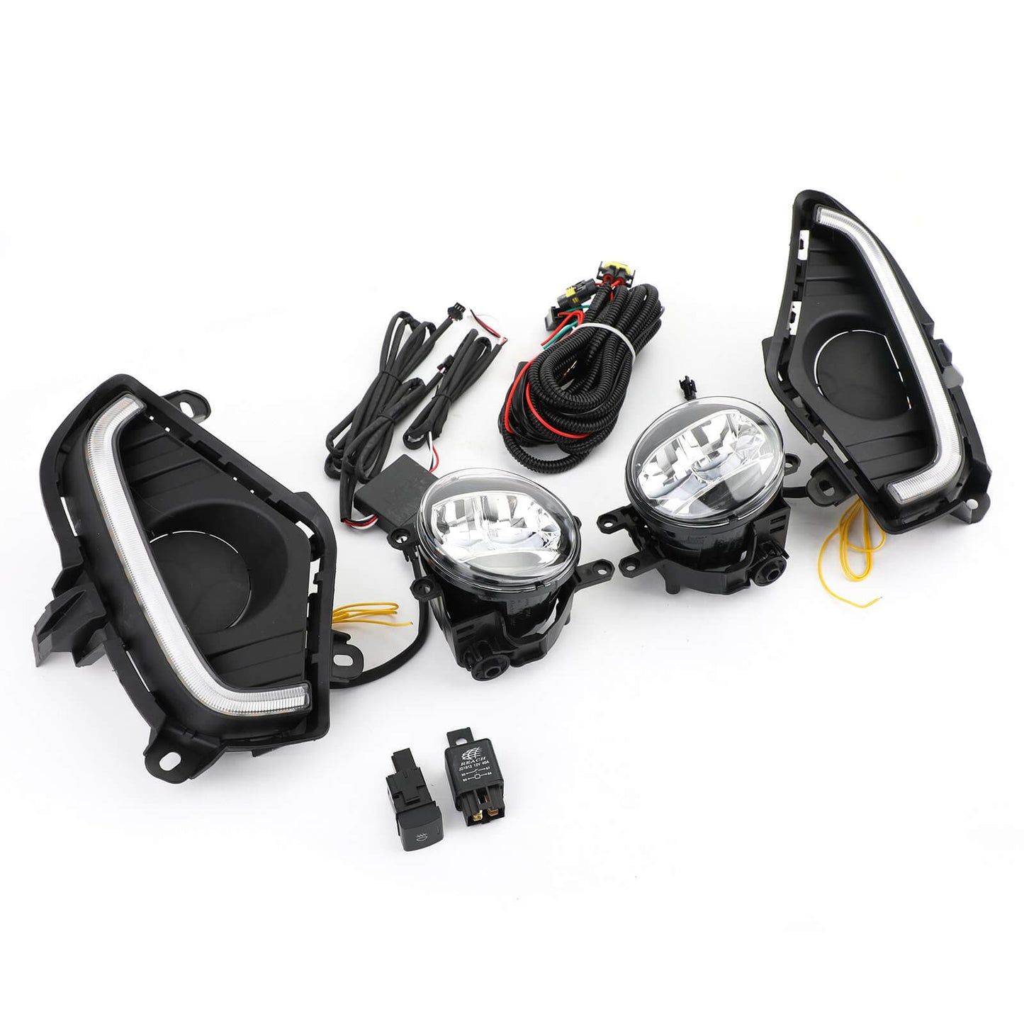 Kit de câblage et d'interrupteur pour feux de route et antibrouillards à LED DRL pour Toyota RAV4 2019-2020