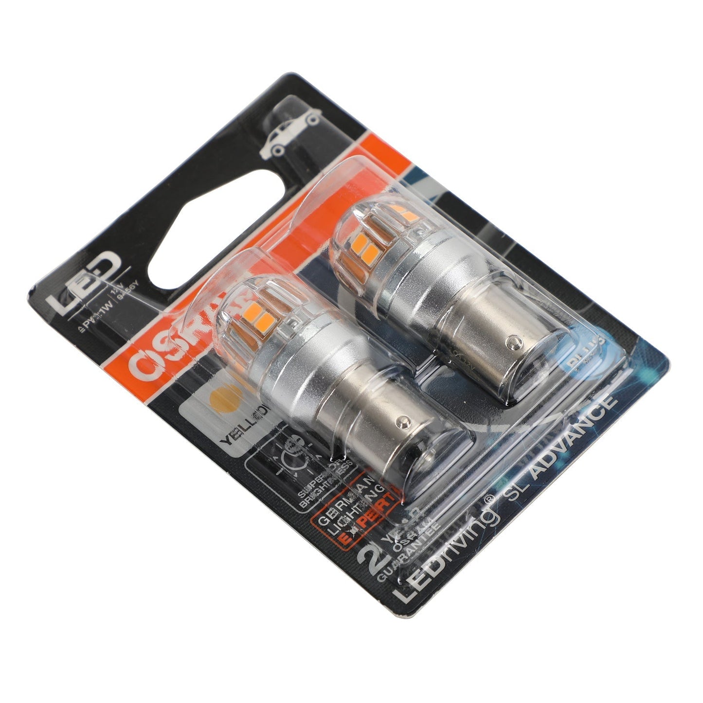 2 ampoules auxiliaires LED OSRAM 9456Y pour voiture PY21W 12V2.5W BAU15s