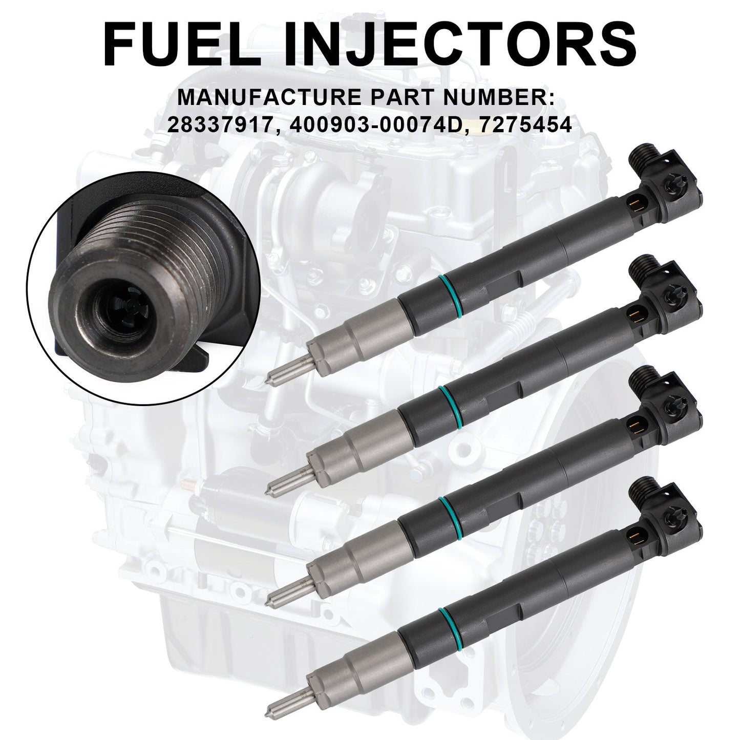 28337917 4PCS Fuel Injectors 400903-00074D 7275454 fit Bobcat fit Doosan Excavator E32 E35 E42 E45 E50 E55 E85 Fedex Express