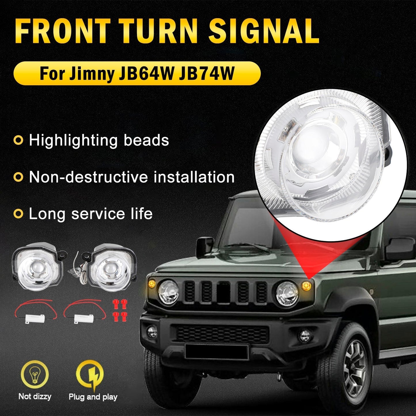 Paire de clignotants avant transparents pour Suzuki Jimny JB64 JB74 2019-2021