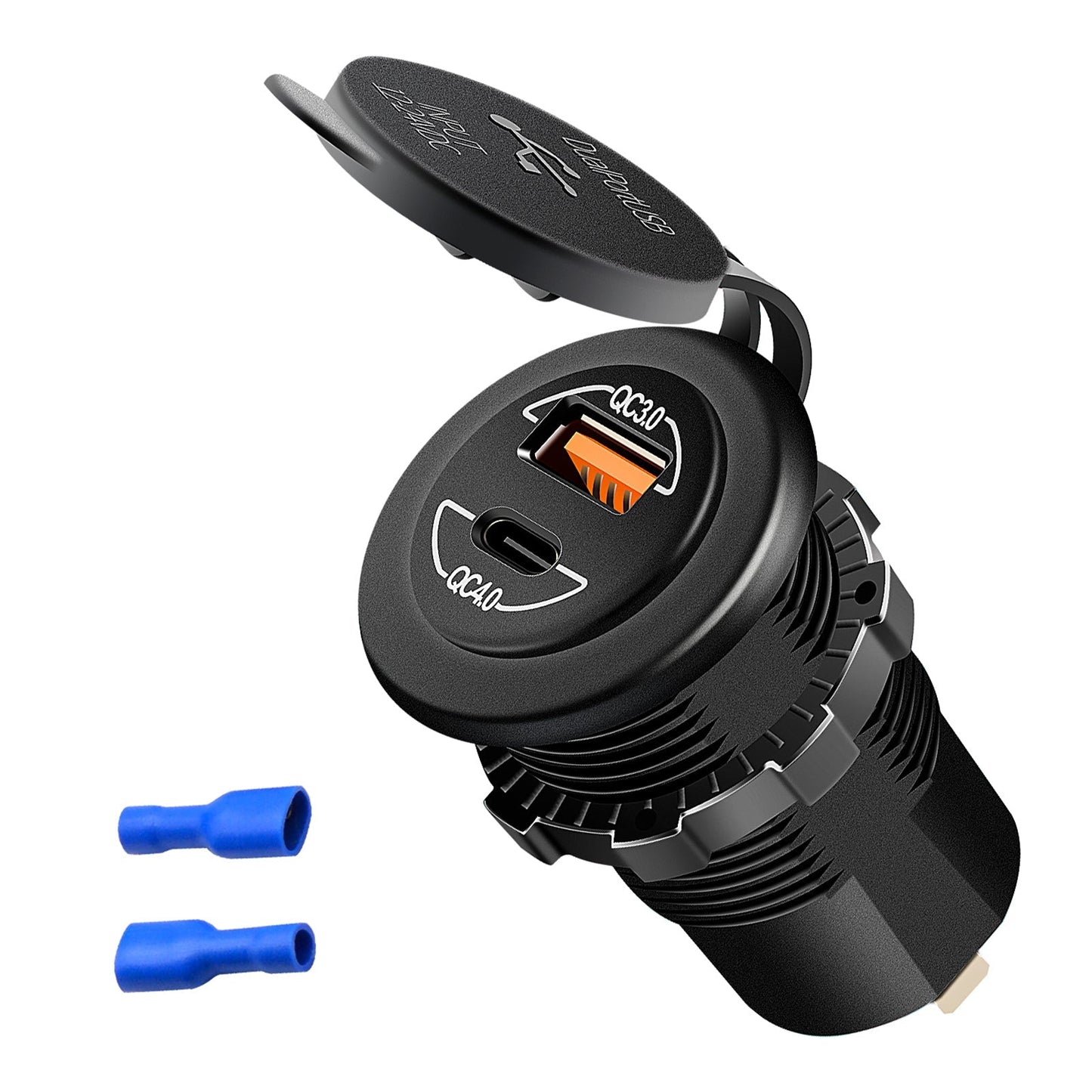 Soporte de carga para teléfono de 60 W QC4.0, soporte de extensión para motocicleta, color negro