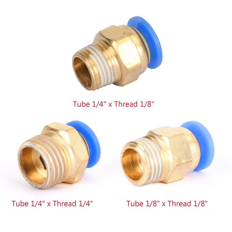 Lot de 10 raccords pneumatiques 6 mm (tube 1/4" x connecteur mâle 1/8" NPT) à emboîter pour raccord pneumatique