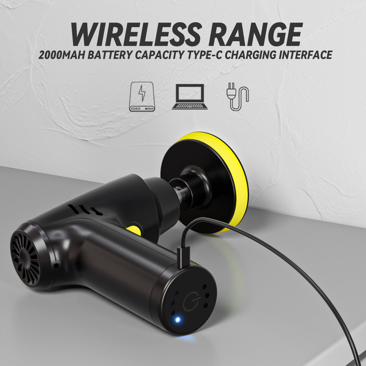 Pulidora inalámbrica con batería recargable y velocidad variable para detalles de automóviles, pulido y encerado.