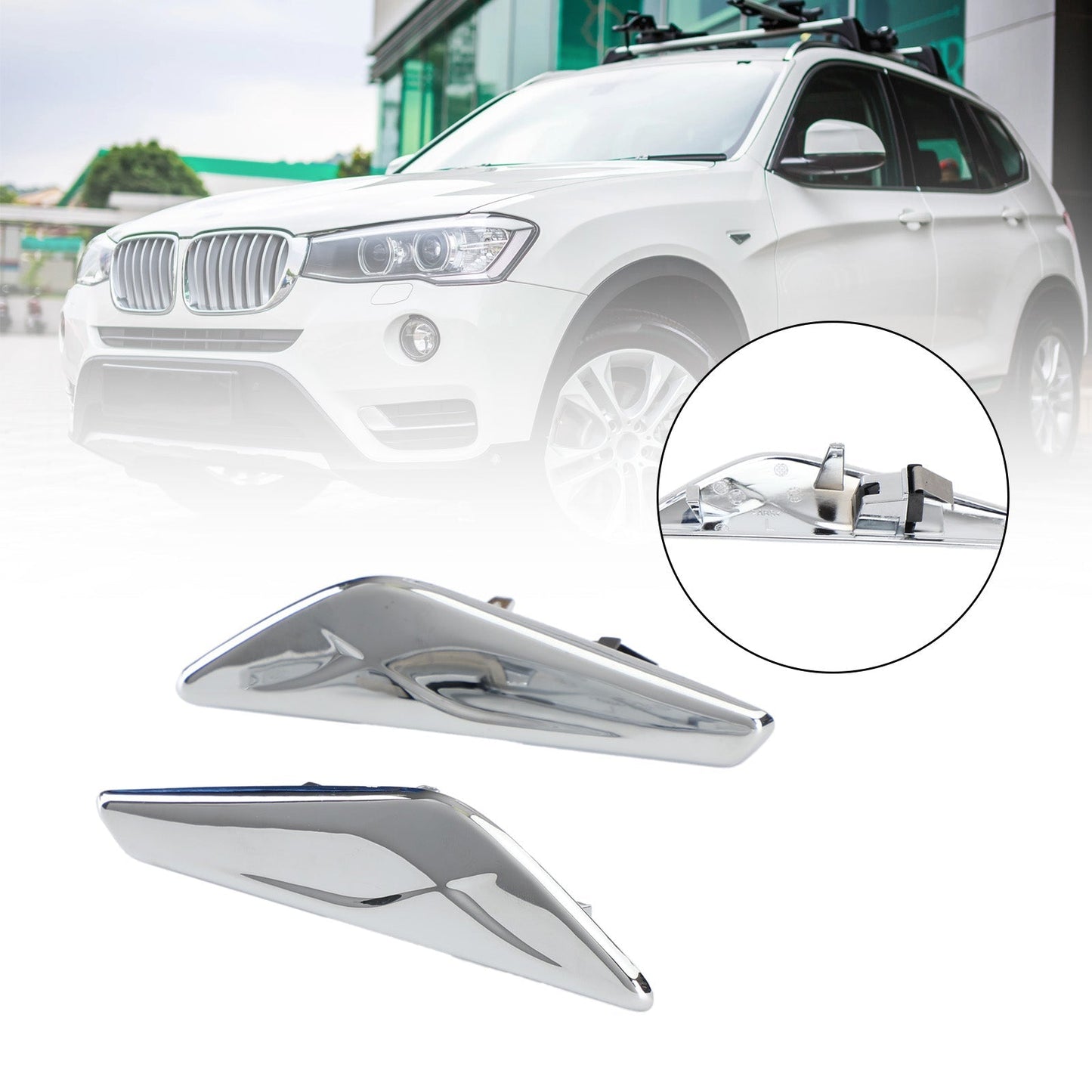 Paire de garnitures de garde-boue avant chromées pour BMW F25 F26 X3 51117338569 51117338570