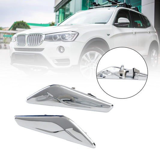 BMW F25 F26 X3 Pair Chrome Front Side Fender Trim Finisher 51117338569 51117338570
