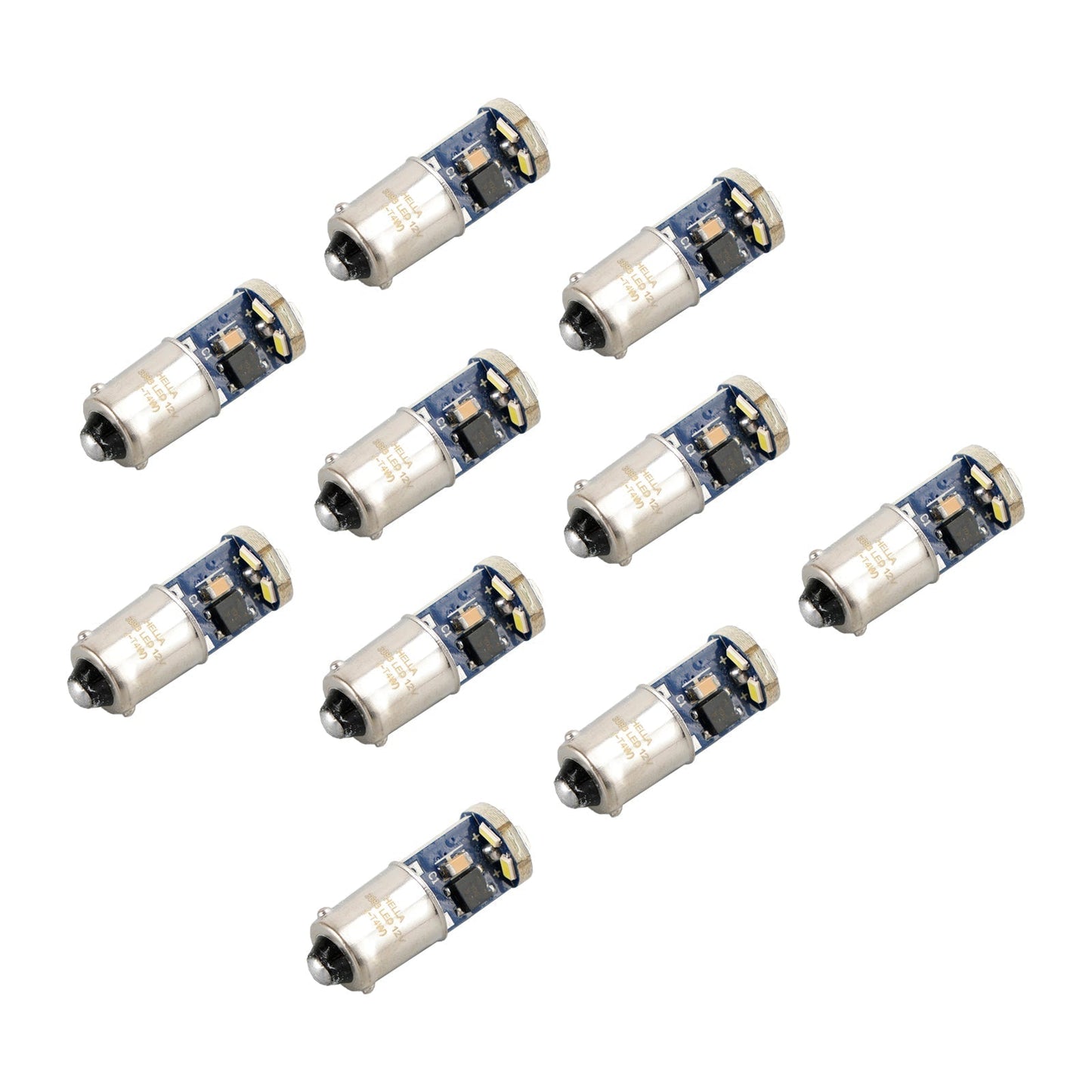 Lot de 10 ampoules LED rétrofit HELLA 3893W T4W 12V 1,5W BA9S 6000K