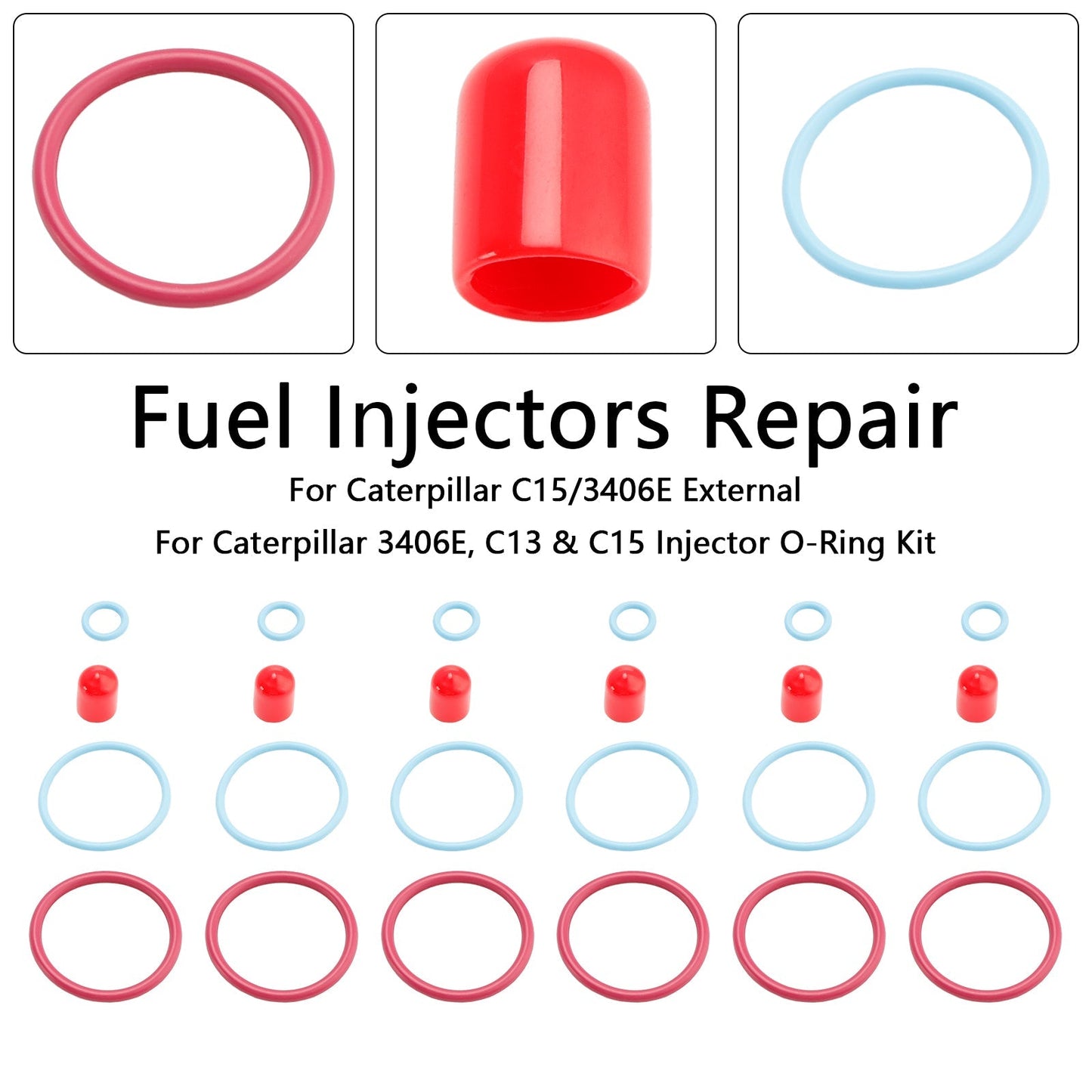 Caterpillar CAT C15/3406E External 6Pcs Fuel Injectors Seal O-Ring Kit 2481394 1895390