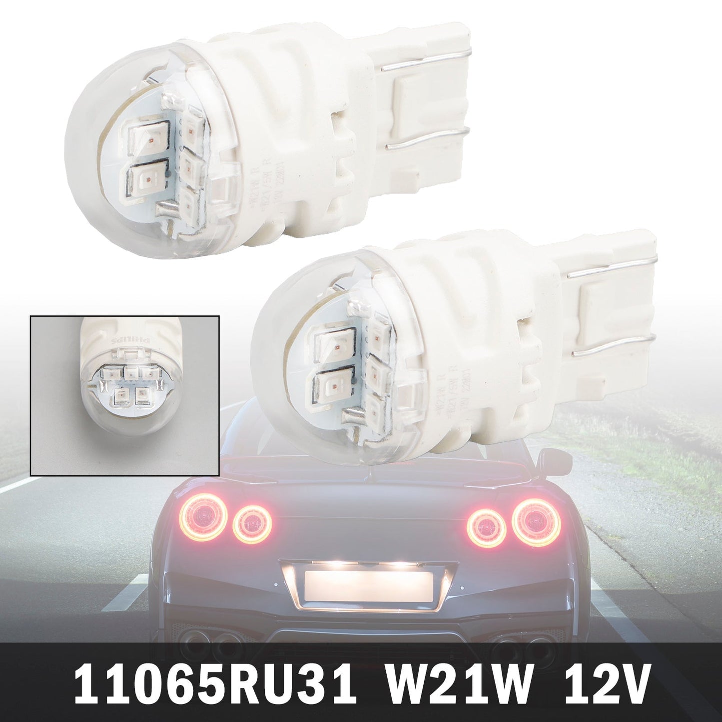 For Philips 11065RU31B2 Ultinon Pro3100 LED-RED W21W W3x16d 12V